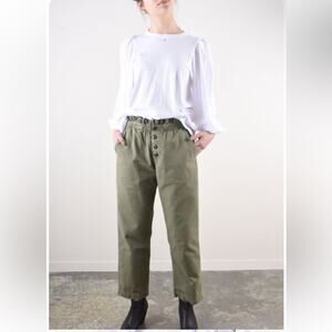 The Great. Sz  1 - S Eyelet Gunny Sack Trouser Pants Army Green